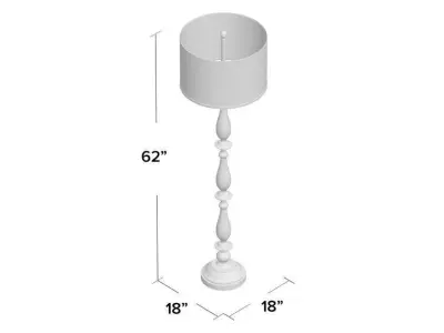 Ogden White Wash Traditional Floor Lamp 3D model