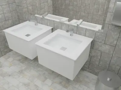 LOWPOLY AND PBR RESTROOM TOILLET 3D MODEL Low-poly 3D model