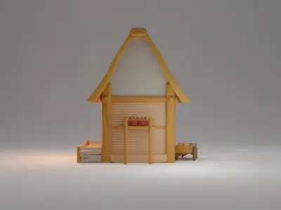 Medieval wooden cottage 3D print model