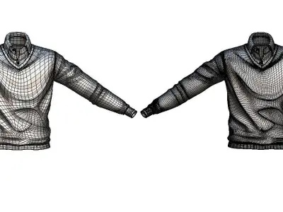 Cartoon High Poly Subdivision Sweater Blue 3D Model Low-poly 3D model