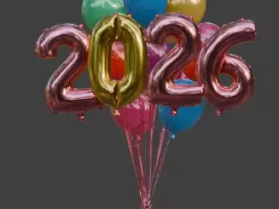 2026 New Year Foil Balloon Sculpture 3D Model Low-poly 3D model
