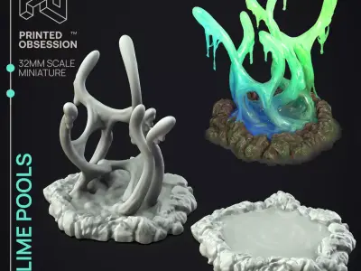 Slime Pools - Scatter Terrain -  PRESUPPORTED - 32mm scale 3D print model
