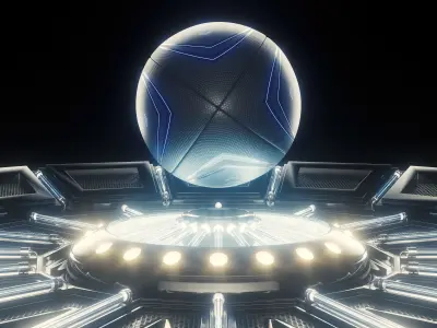 Futuristic Rugby Ball and Stage 3D model