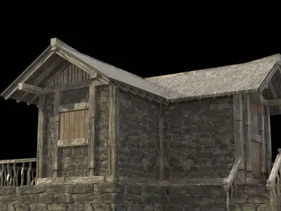 village house low poly medieval house Low-poly 3D model purchase