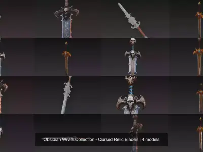 Obsidian Wrath Collection - Cursed Relic Blades 3D Model Pack