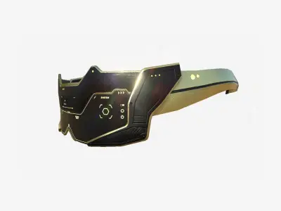 SciFi Glasses F08 Black Gold - Character Design Fashion Low-poly 3D model