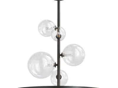 IONA collection pendant light with three glass bubbles hangin... Low-poly 3D model