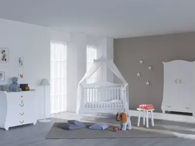 Childrens furniture set Pali TULIP BABY White 3D model
