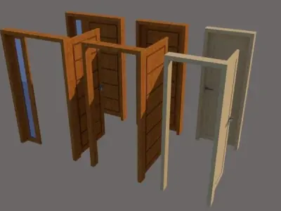 simple wooden door 3D model