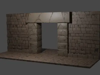 Ancient entrance for games Low-poly 3D model