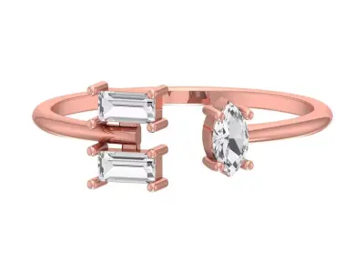 Three Stone Light Weight Band Ring 3D print model