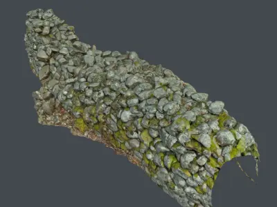 3d scanned nature stone wall E 3D model