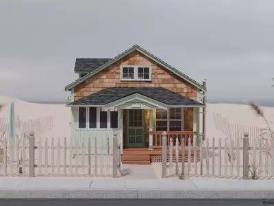 Beachhouse with Beach Scene 3D model