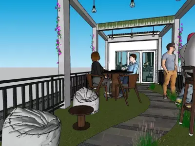 ROOFTOP GARDEN WITH INTERIOR 3D model