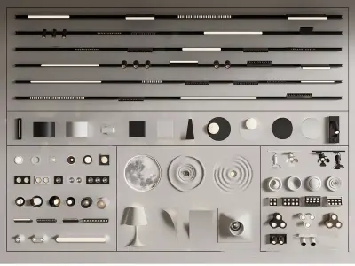 Modern downlights-spotlights-track lights 3D model