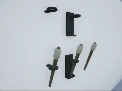 Medieval Torch Low-poly 3D model