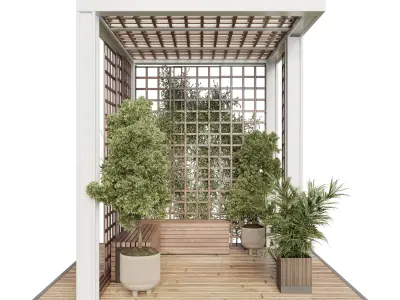 Landscape furniture with pergola and roof garden 31 3D model