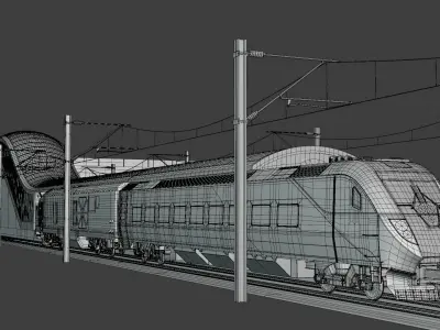 Stations with american train III 3D Model Pack