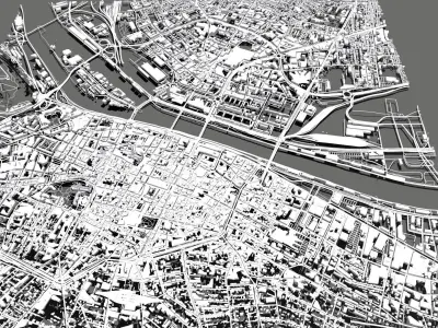 Cityscape Rouen France 3D model