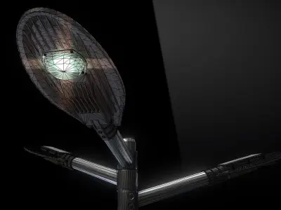 Sci-Fi Street Light 14 version 8 5m with pole 2 Low-poly 3D model