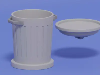 Cartoon Trash Can 3D model
