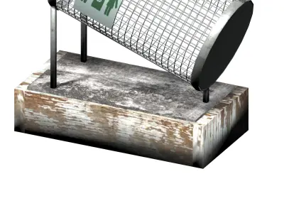 Bottle-shaped metal recycling dust bin Low-poly 3D model