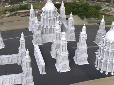 Gothic Cathedral City architecture Kitbash 3D model