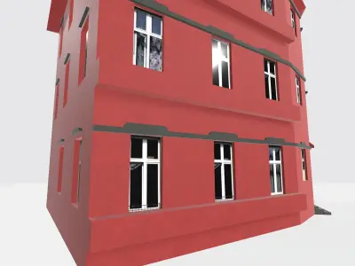 Red townhouse 3D model Free 3D model