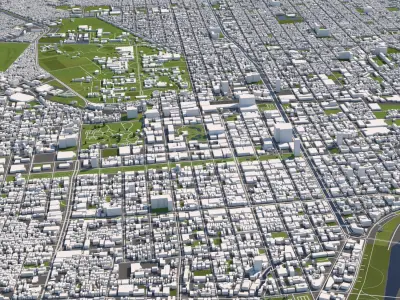 Sapporo Japan 50x50km 3D City Map 3D model