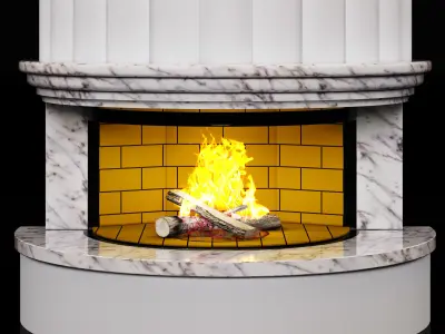 marble fireplace contemporary 3D model