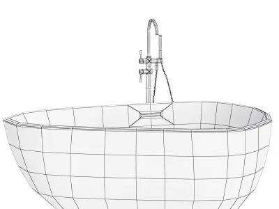 Elegant Modern Oval Freestanding Acrylic Bathtub 3D model