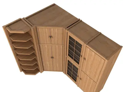 Cupboard wooden cabinet with doors and shelves 3D model