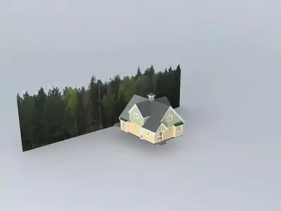 Cottage house in middle of forest Free 3D model