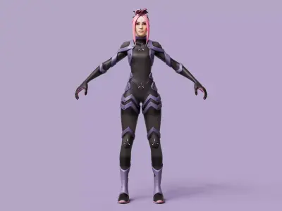 Adira Cyberpunk Rigged Character 3D model