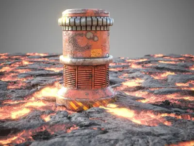 Lava rocks ground tile Low-poly 3D model