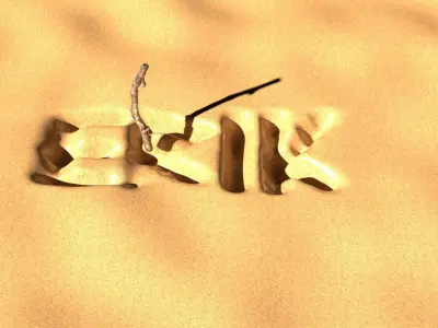 Drawing With Tree Branch In The Sand 3D model