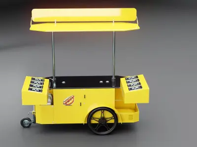 Mobile Food Cart hot-Dog Low-poly 3D model