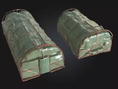Green Cargo Tents  Tactical Shelter for Rugged Operations 3D model