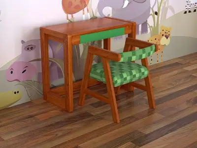Complete set of childrens room Low-poly 3D model