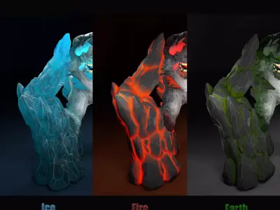 Elemetals Pack Free low-poly 3D model