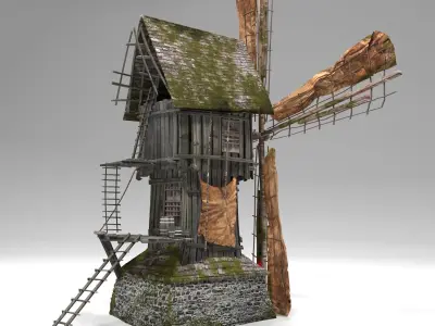 Old windmill Low-poly 3D model
