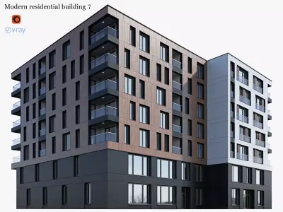 Modern residential building 7 3D model