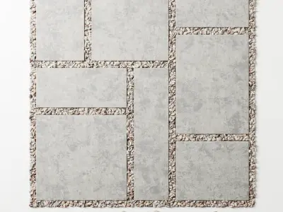 Tile square pebble  low 2 n1 3D model
