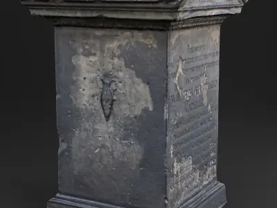 3D Scanned Tombstone - 01 Low-poly 3D model