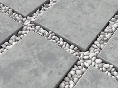 Paving tile pebble low oval n5 3D model