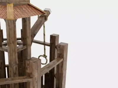 Low Poly Medieval Wooden Watch Tower Low-poly 3D model