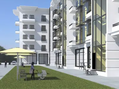 Building Model apartment with courtyard 3D model