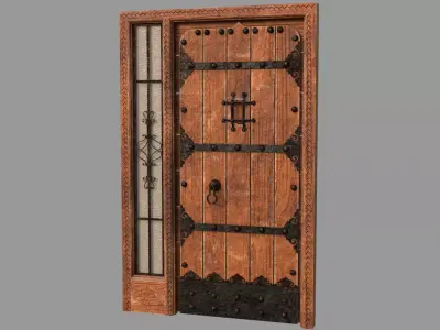 Retro style entrance door Low-poly 3D model