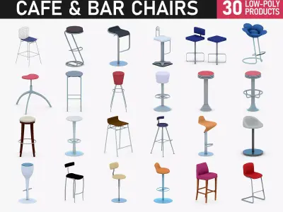 Cafe and Bar Chairs Low-poly 3D model