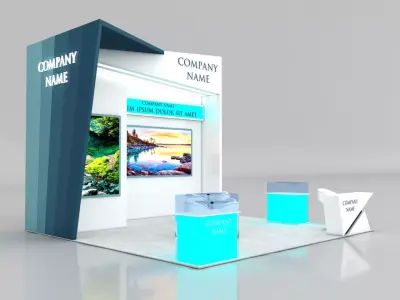 Booth Exhibition Stand Stall 6x6m Height 500 cm 3 Side Open 3D model purchase